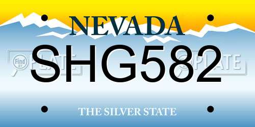 SHG582 Nevada License Plate