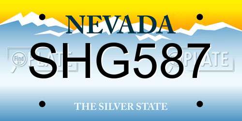 SHG587 Nevada License Plate