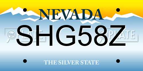 SHG58Z Nevada License Plate