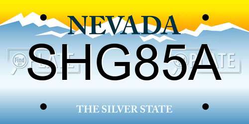 SHG85A Nevada License Plate