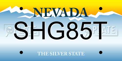 SHG85T Nevada License Plate