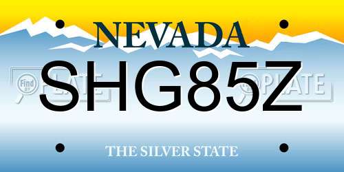 SHG85Z Nevada License Plate