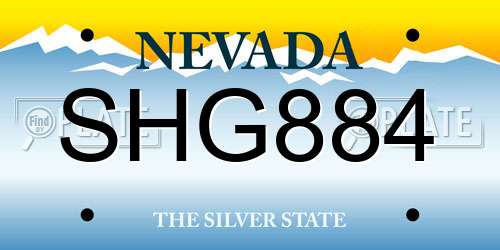 SHG884 Nevada License Plate