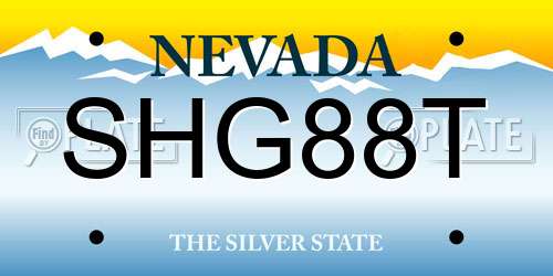 SHG88T Nevada License Plate