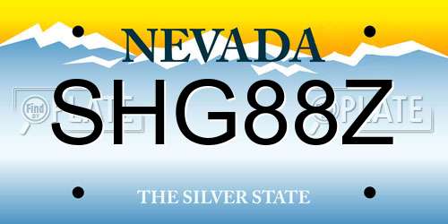 SHG88Z Nevada License Plate