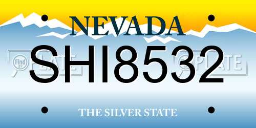 SHI8532 Nevada License Plate