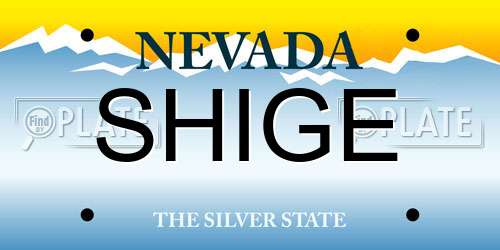 SHIGE Nevada License Plate