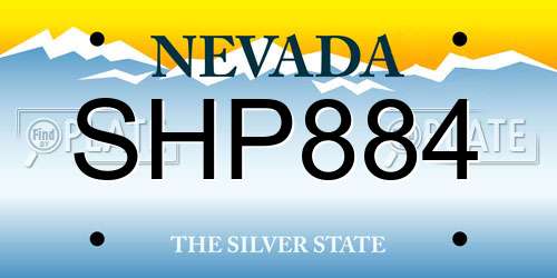 SHP884 Nevada License Plate