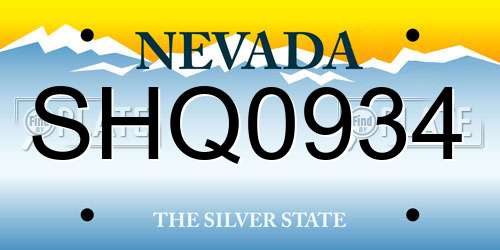 SHQ0934 Nevada License Plate