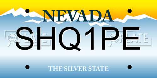 SHQ1PE Nevada License Plate