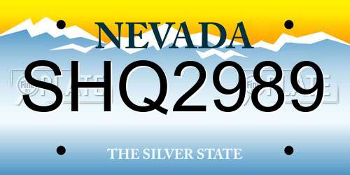 SHQ2989 Nevada License Plate
