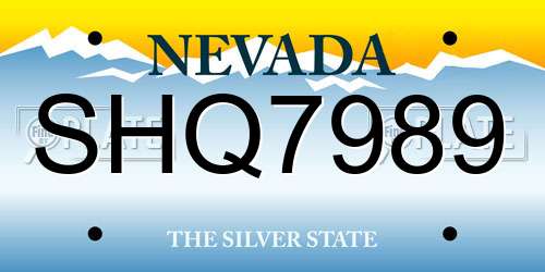 SHQ7989 Nevada License Plate