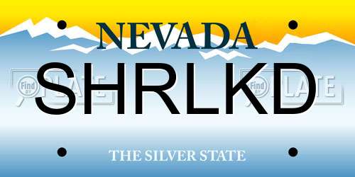 SHRLKD Nevada License Plate
