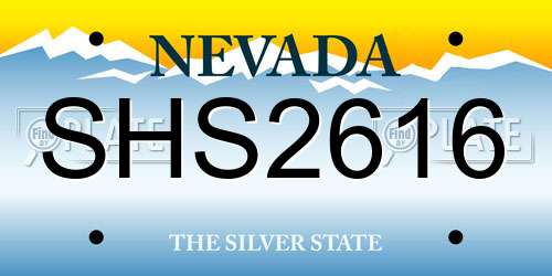 SHS2616 Nevada License Plate