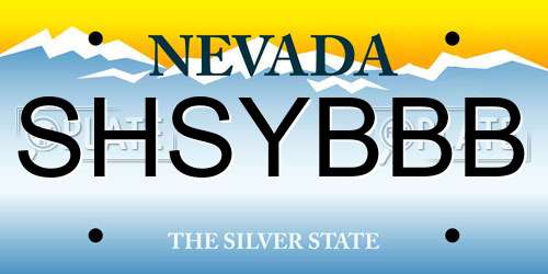 SHSYBBB Nevada License Plate