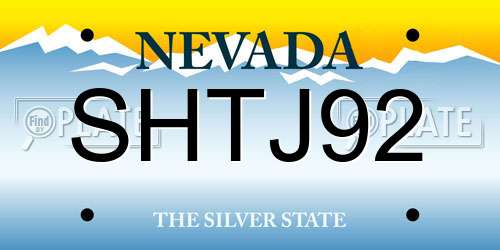 SHTJ92 Nevada License Plate