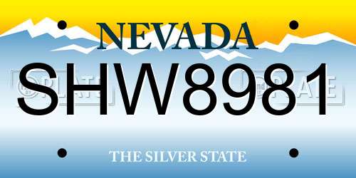SHW8981 Nevada License Plate