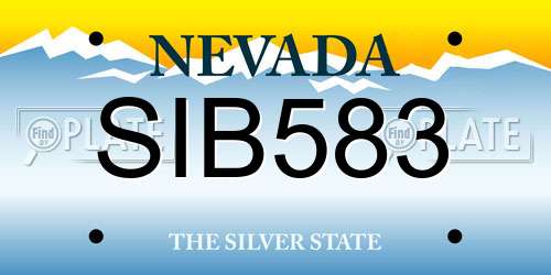 SIB583 Nevada License Plate