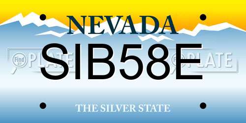 SIB58E Nevada License Plate