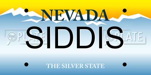 SIDDIS Nevada License Plate