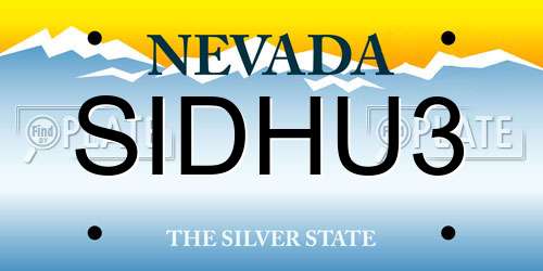 SIDHU3 Nevada License Plate