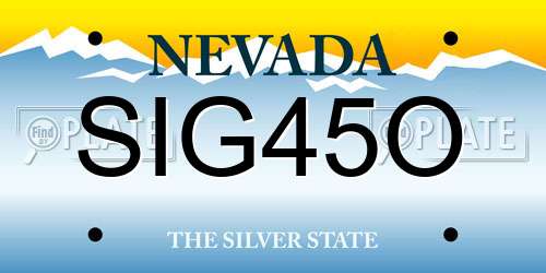 SIG45O Nevada License Plate