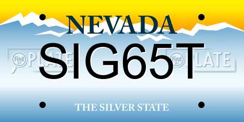 SIG65T Nevada License Plate