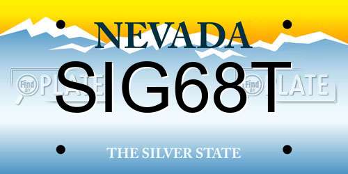 SIG68T Nevada License Plate