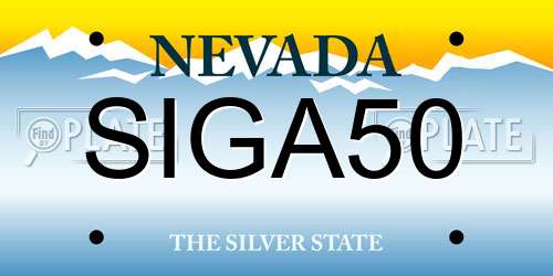 SIGA50 Nevada License Plate