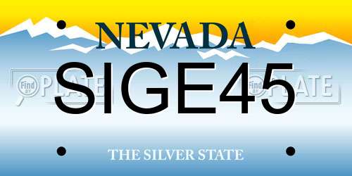 SIGE45 Nevada License Plate