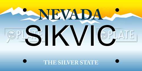 SIKVIC Nevada License Plate