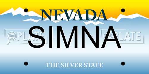 SIMNA Nevada License Plate