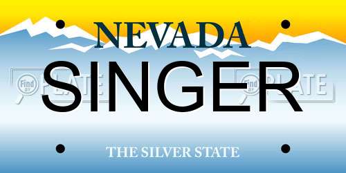 SINGER Nevada License Plate
