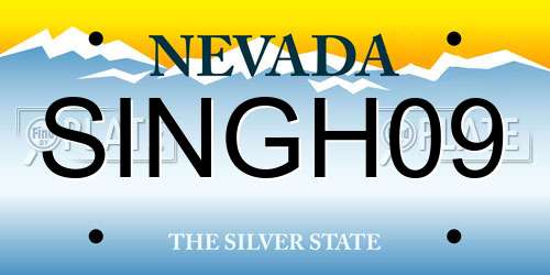 SINGH09 Nevada License Plate