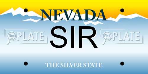 SIR Nevada License Plate