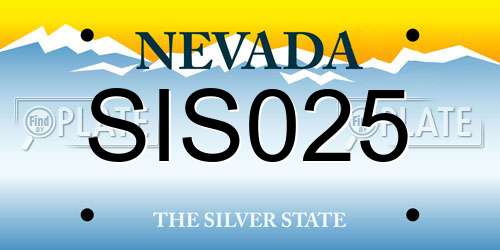 SIS025 Nevada License Plate