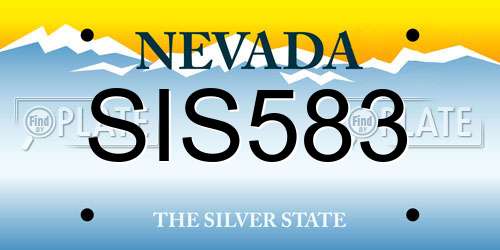 SIS583 Nevada License Plate
