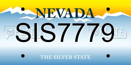 SIS7779 Nevada License Plate