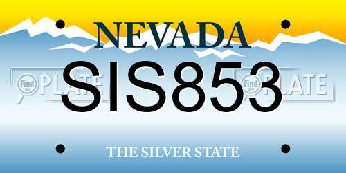 SIS853 Nevada License Plate