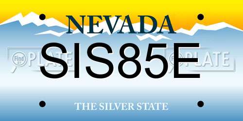 SIS85E Nevada License Plate