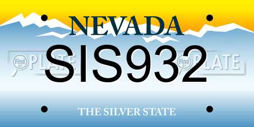 SIS932 Nevada License Plate