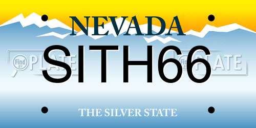 SITH66 Nevada License Plate
