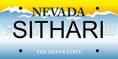 SITHARI Nevada License Plate