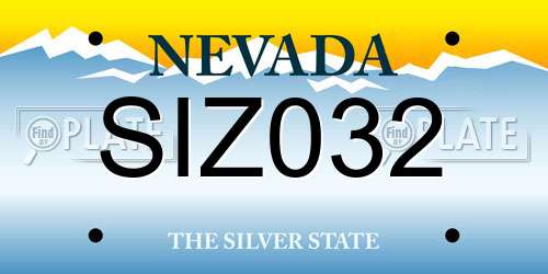 SIZ032 Nevada License Plate