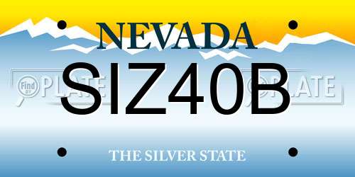 SIZ40B Nevada License Plate