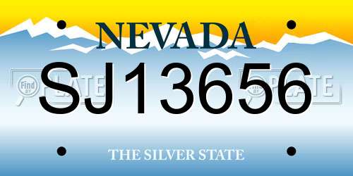 SJ13656 Nevada License Plate