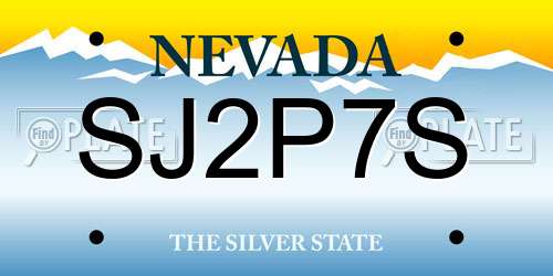 SJ2P7S Nevada License Plate