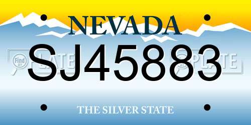 SJ45883 Nevada License Plate
