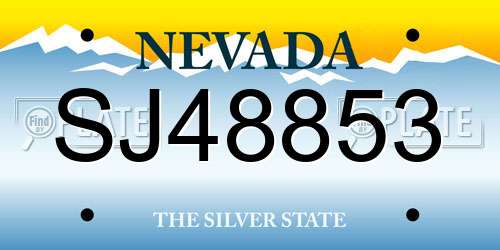 SJ48853 Nevada License Plate