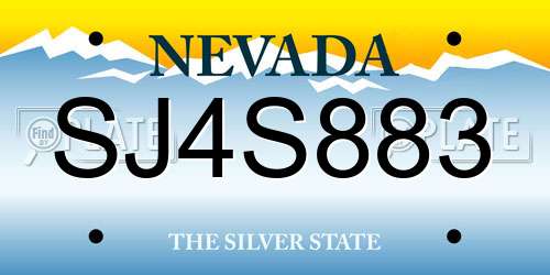 SJ4S883 Nevada License Plate